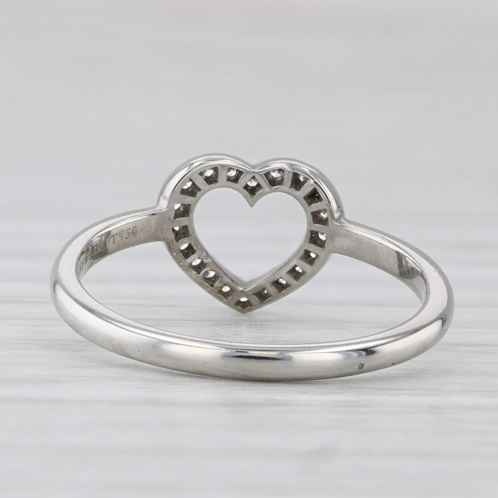 Light Gray Tiffany & Co Class Open Heart Ring w/ Box 950 Platinum Size 6.5