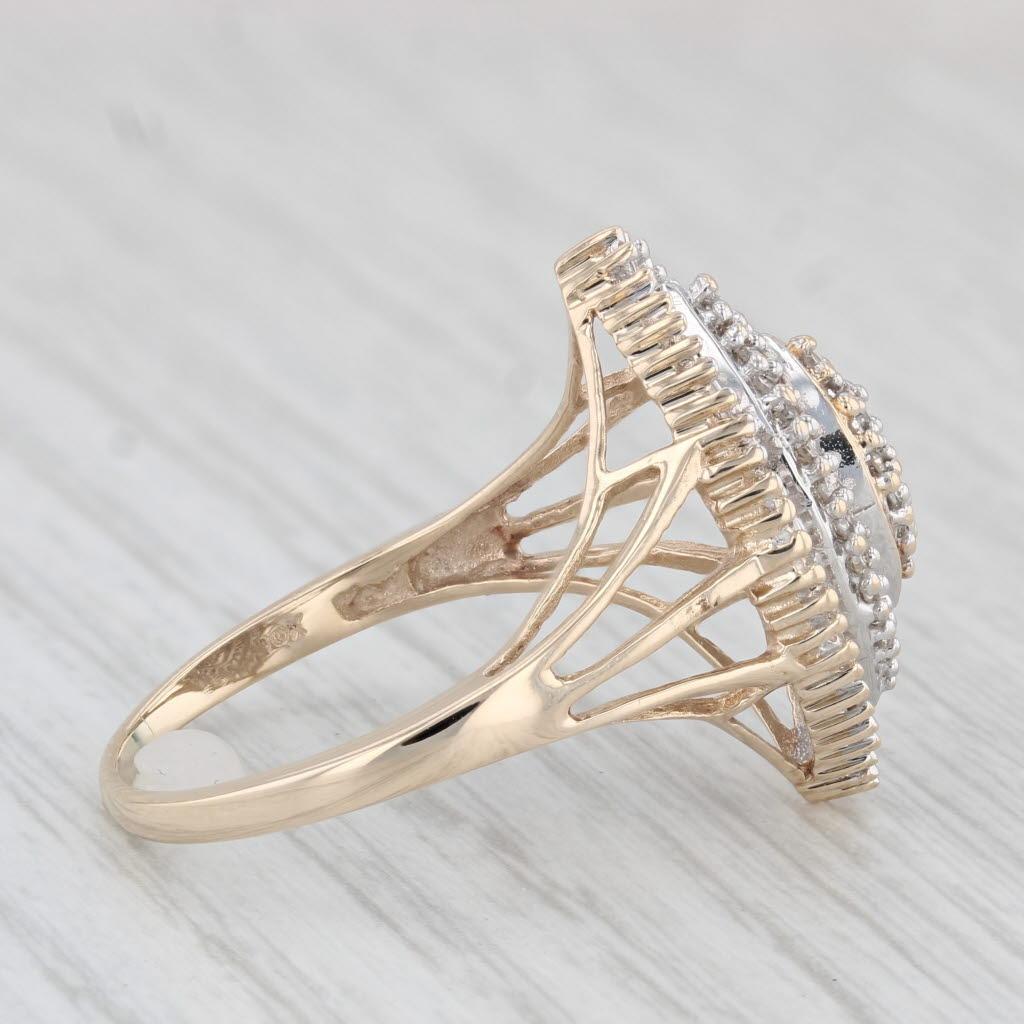 Light Gray 0.53ctw Diamond Cluster Marquise Ring 10k Yellow Gold Size 10.75