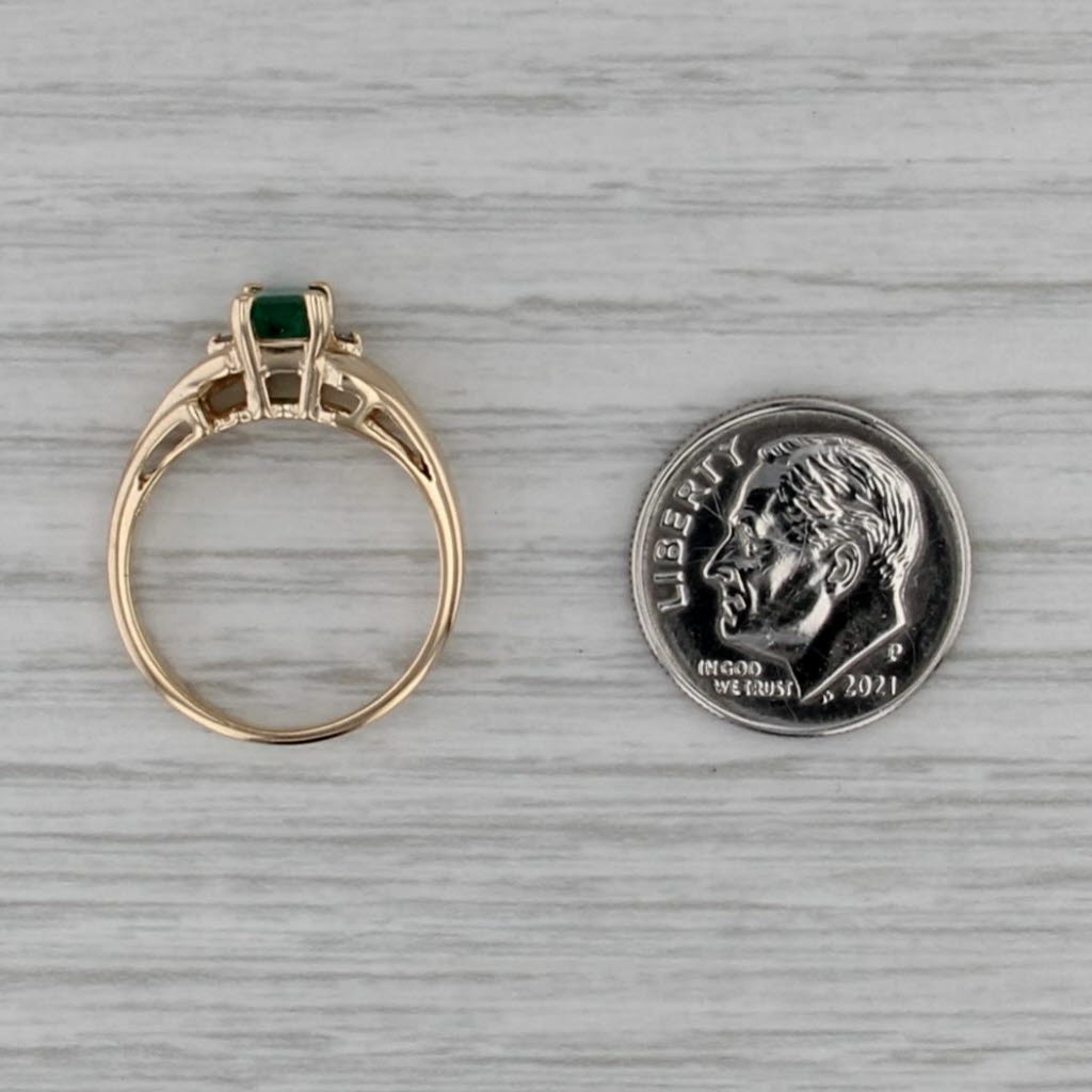 0.51ctw Emerald Cut Emerald Diamond Ring 14k Yellow Gold Size 5.5