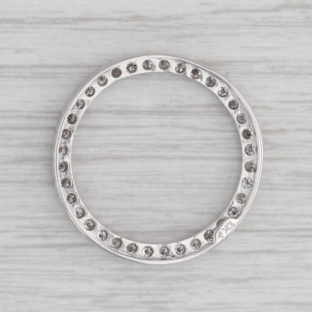 Gray 1.05ctw Diamond Eternity Circle Pendant 10k White Gold Floating Drop