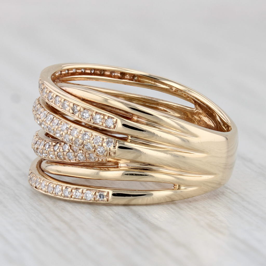 Light Gray 0.22ctw Diamond Multi-Band Ring 14k Yellow Gold Size 5.25