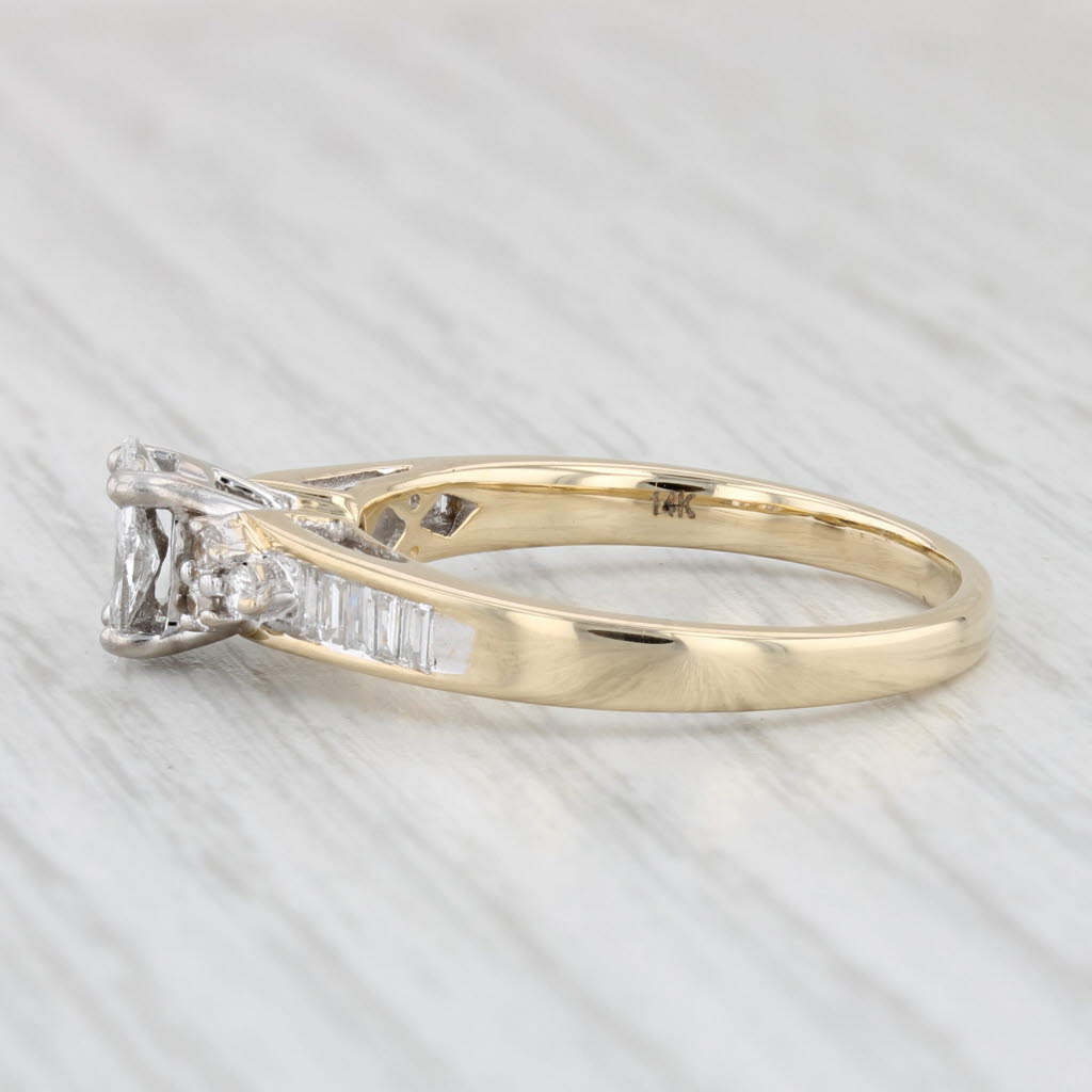 Light Gray 0.70ctw Diamond Engagement Ring 14k Yellow Gold Size 9 Cathedral Band