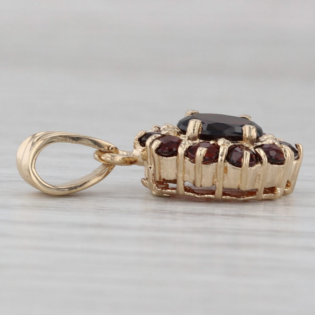 Gray 2ctw Garnet Halo Pendant 14k Yellow Gold Small Drop