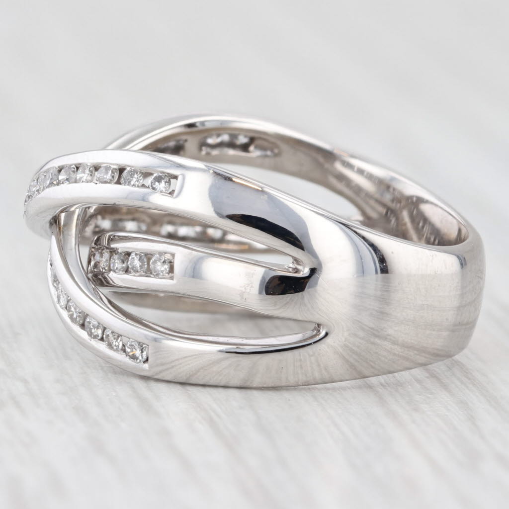 Light Gray 0.60ctw Diamond Overlay Layered Band Ring 14k White Gold Size 7.25