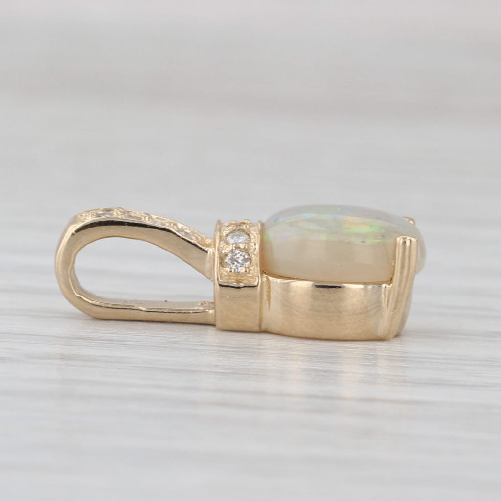 Opal Diamond Pendant 14k Yellow Gold Small Drop