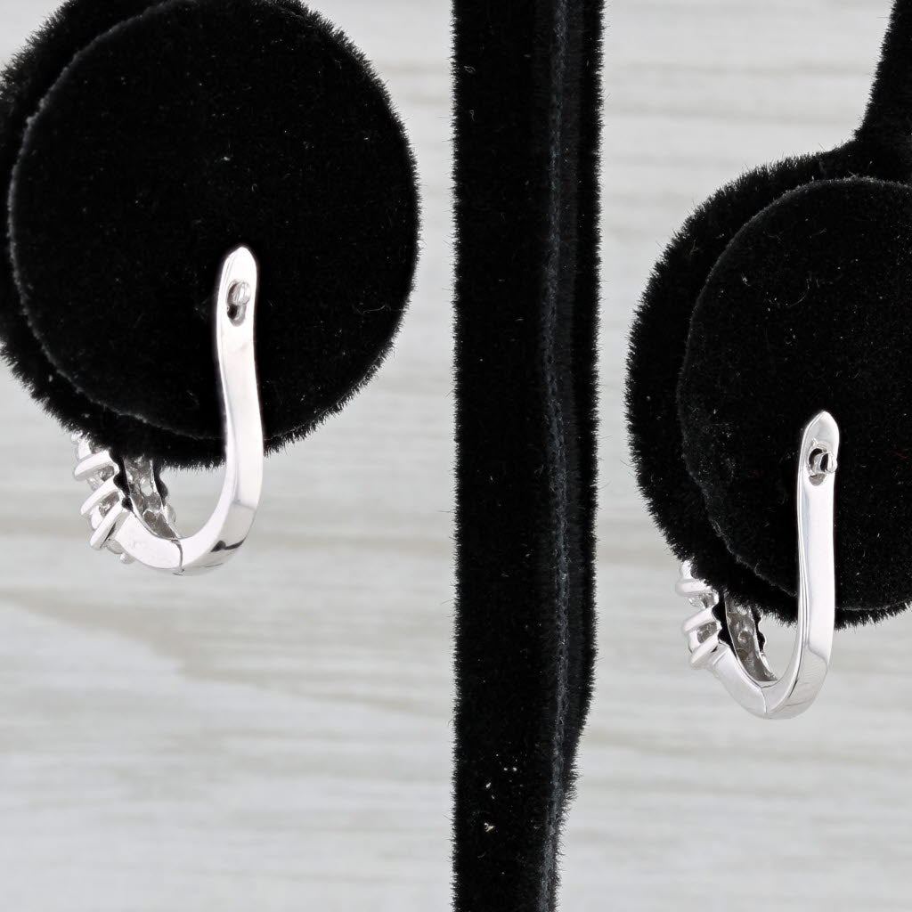 Light Gray 0.12ctw Diamond Hoop Earrings 10k White Gold Snap Top Hoops
