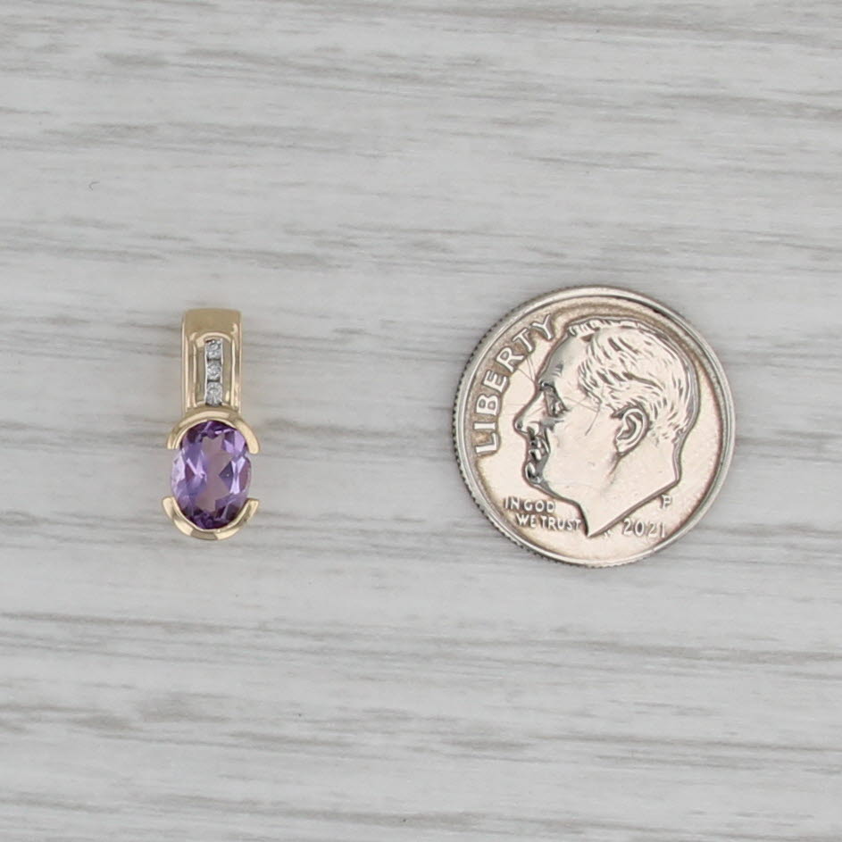 0.63ctw Amethyst Diamond Pendant 14k Yellow Gold Small Drop