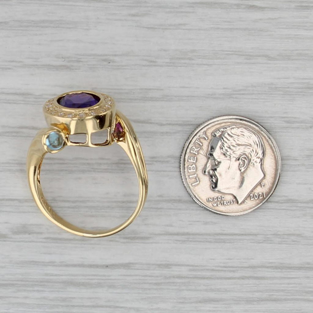 2.82ctw Amethyst Topaz Diamond Bypass Ring 18k Yellow Gold Size 8 Cocktail