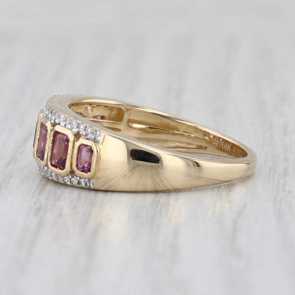 1.66ctw Bezel Set Garnet Diamond Ring 14k Yellow Gold Size 10