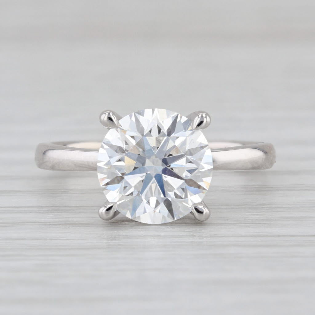 New IGI 3.14ctw Round Lab Grown Diamond Engagement Ring 14k White Gold Size 6.5