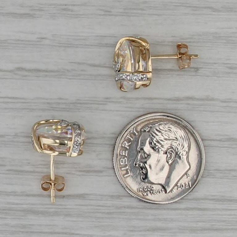 8.52ctw Oval Mystic Cubic Zirconia Stud Earrings 10k Yellow Gold