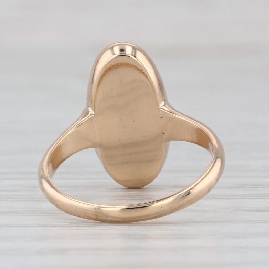 Vintage Green Faustite Ring Oval Cabochon 10k Yellow Gold Size 4.5