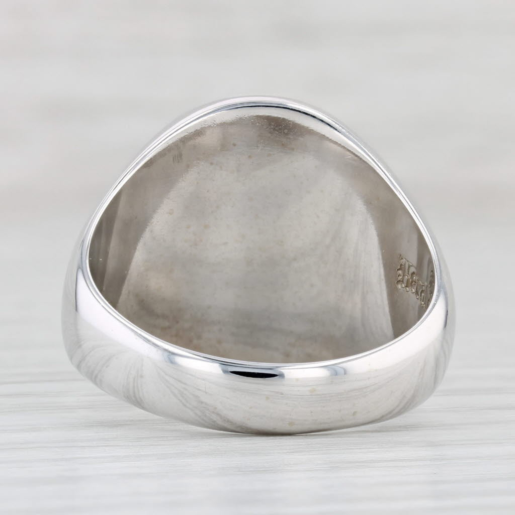Light Gray Marion Coat of Arms Crest Ring 14k White Gold Size 12.75 Crescent Star Seal