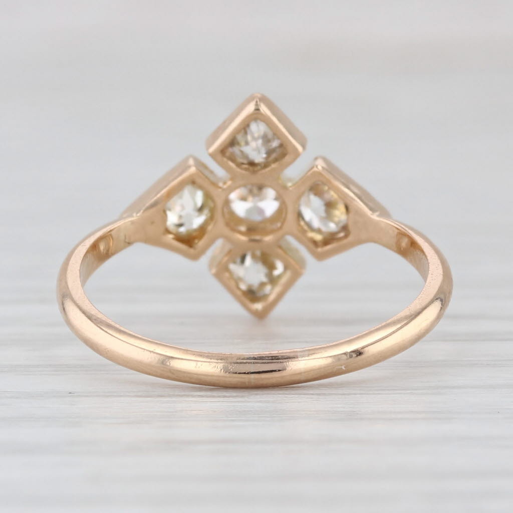 Antique 0.50ctw Diamond Cluster Ring 14k Yellow Gold Size 5.25