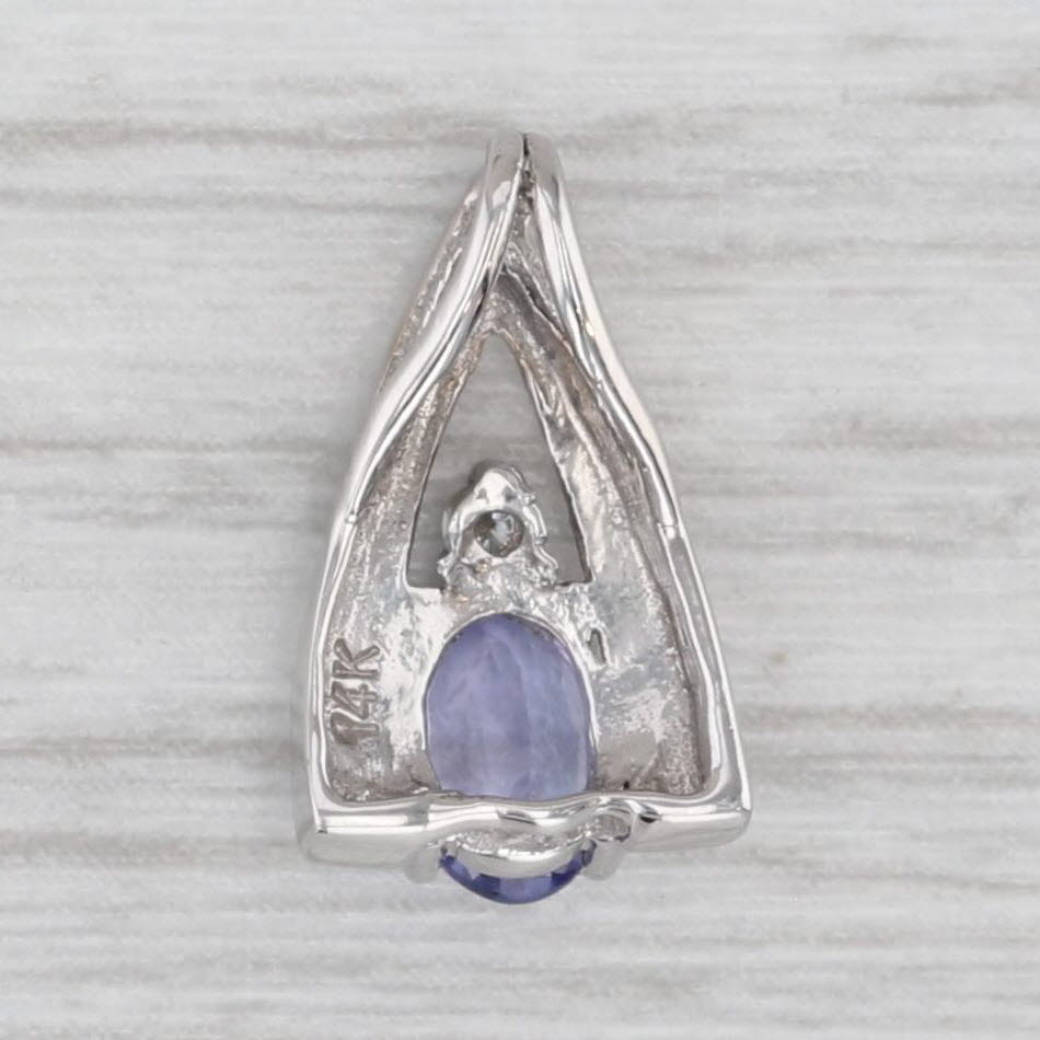 Gray 0.50ct Tanzanite Diamond Pendant 14k White Gold Small Drop