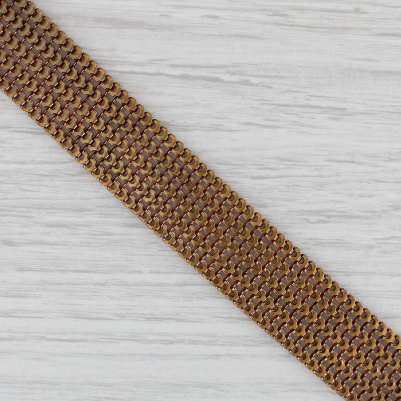 Vintage Mesh Chain Watch Fob Chain Bracelet Gold Filled 8"