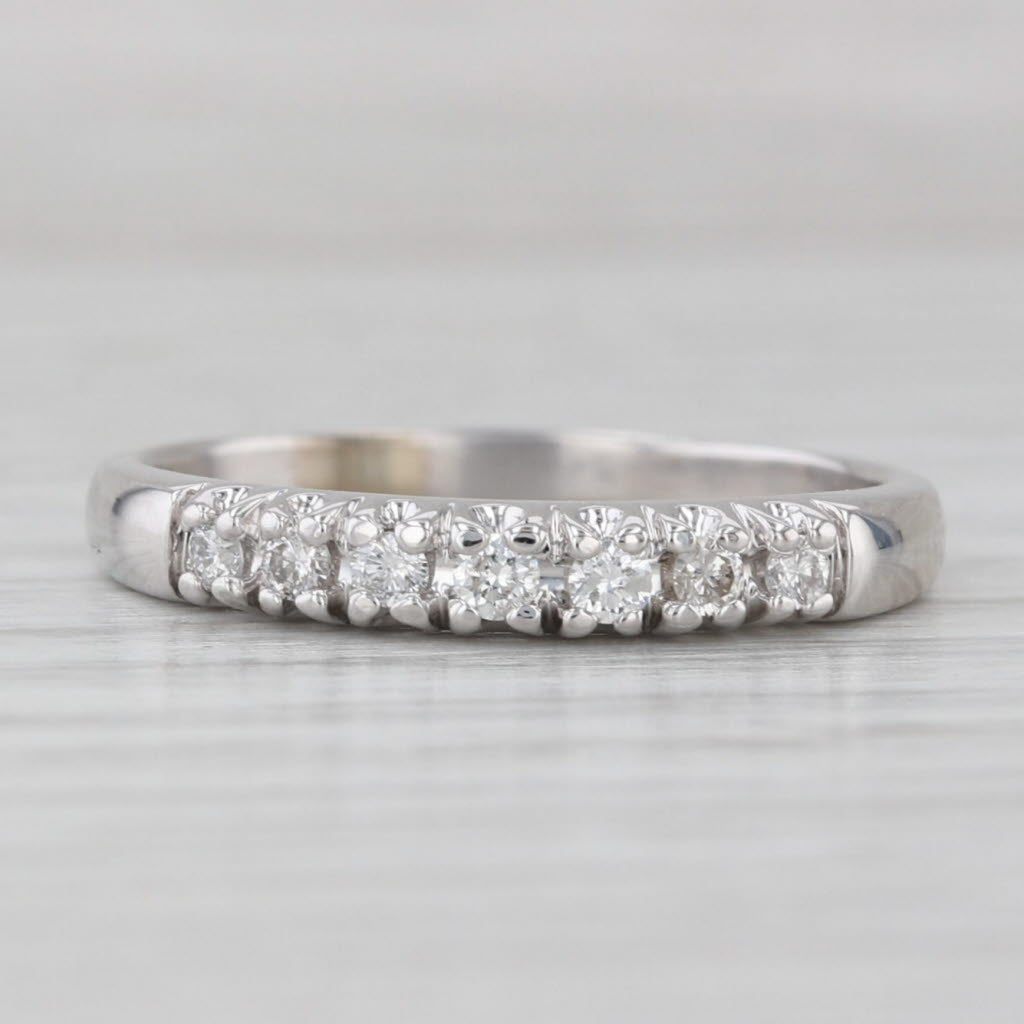 Gray 0.18ctw Diamond Wedding Band 14k White Gold Size 8.5 Stackable Anniversary