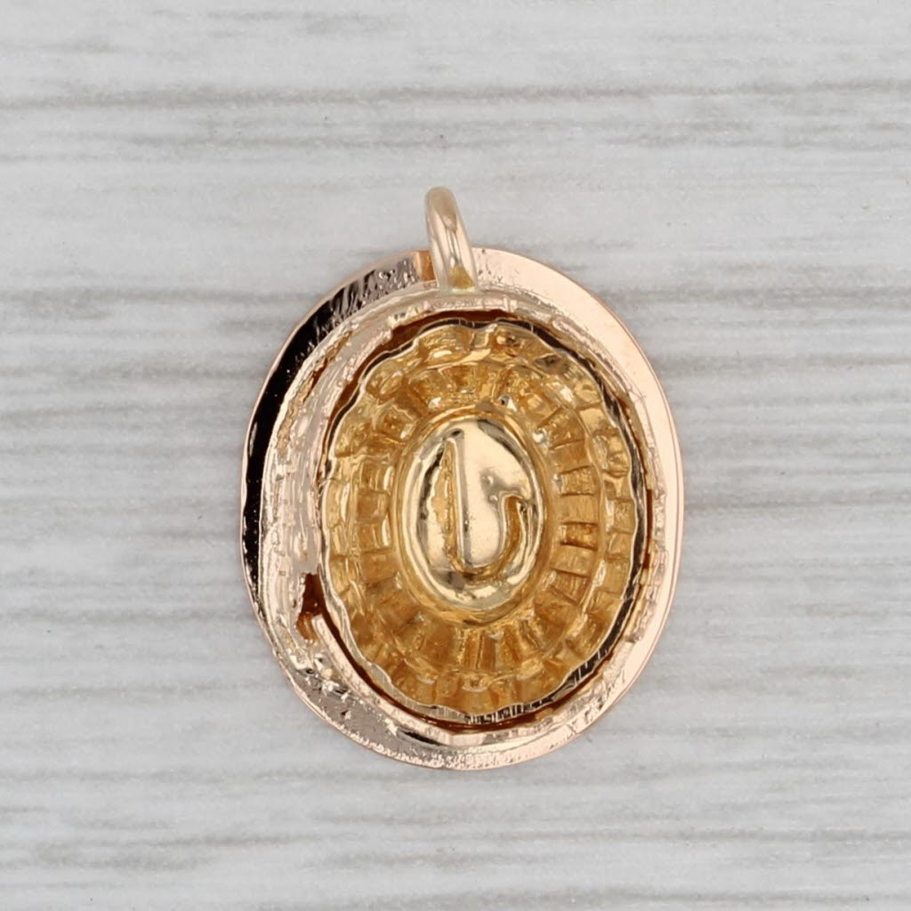 Gray Roman Colosseum Charm 18k Yellow Gold Vintage Souvenir Pendant Rome Italy