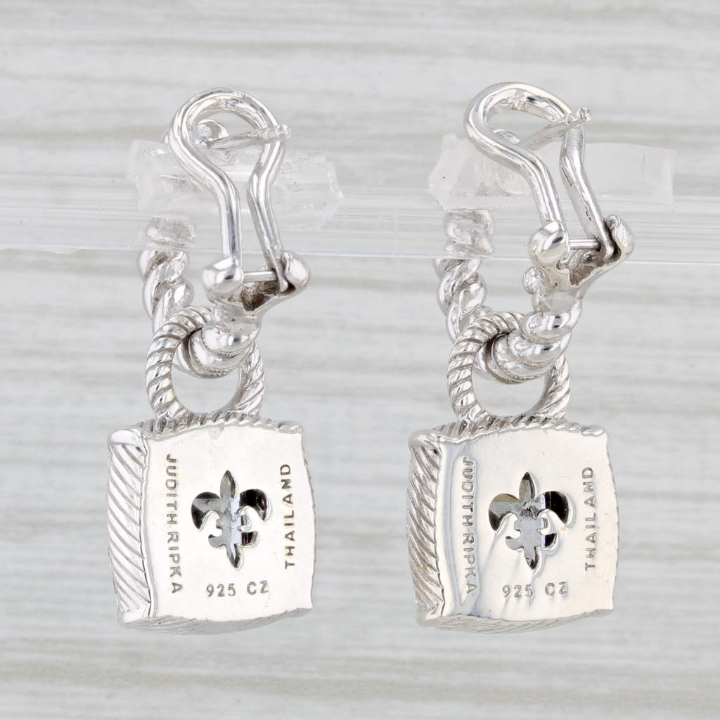 Light Gray 9.24ctw Cubic Zirconia Pad Lock Drop Earrings Sterling Silver Judith Ripka