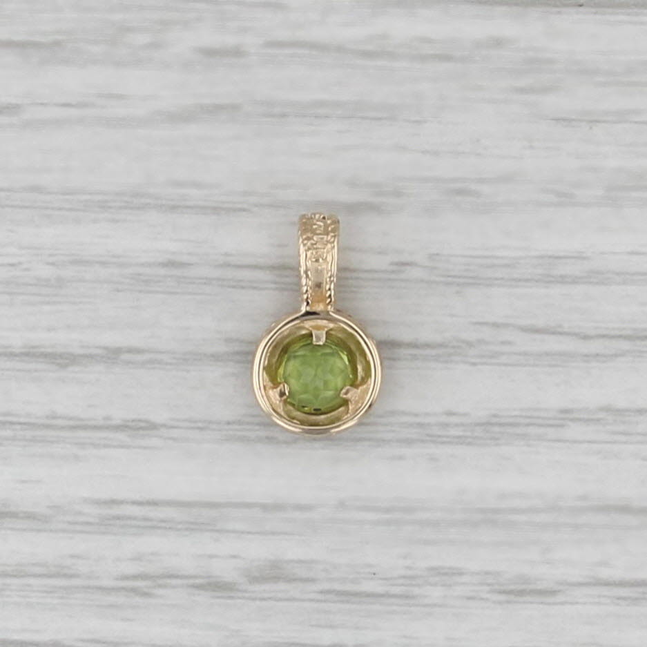 1.35ct Round Peridot Pendant 14k Yellow Gold Small Solitaire Drop