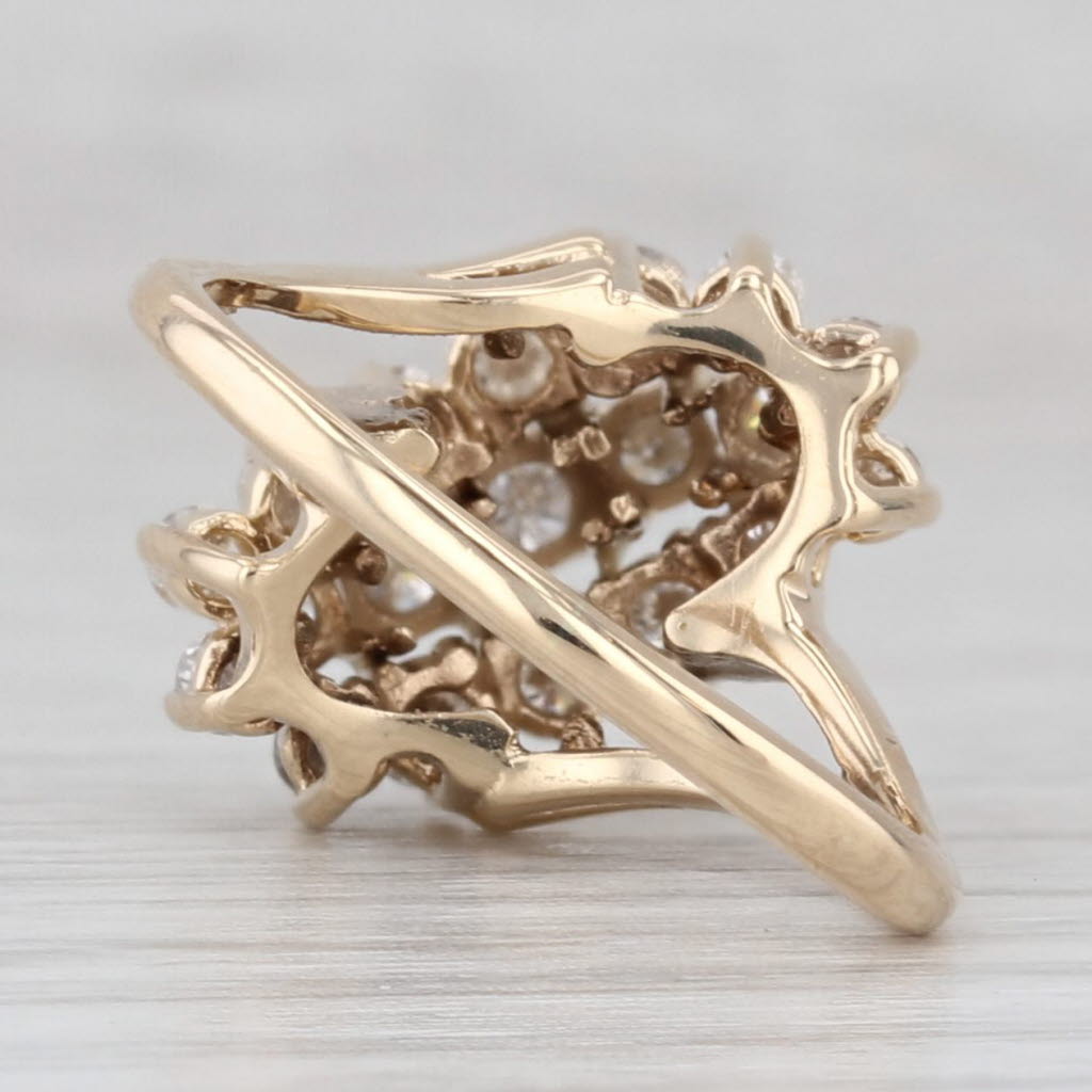 Gray 0.80ctw Diamond Cluster Bypass Ring 14k Yellow Gold Size 5.5 Cocktail