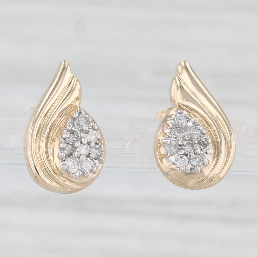 Light Gray 0.25ctw Diamond Cluster Teardrop Stud Earrings 14k Yellow Gold