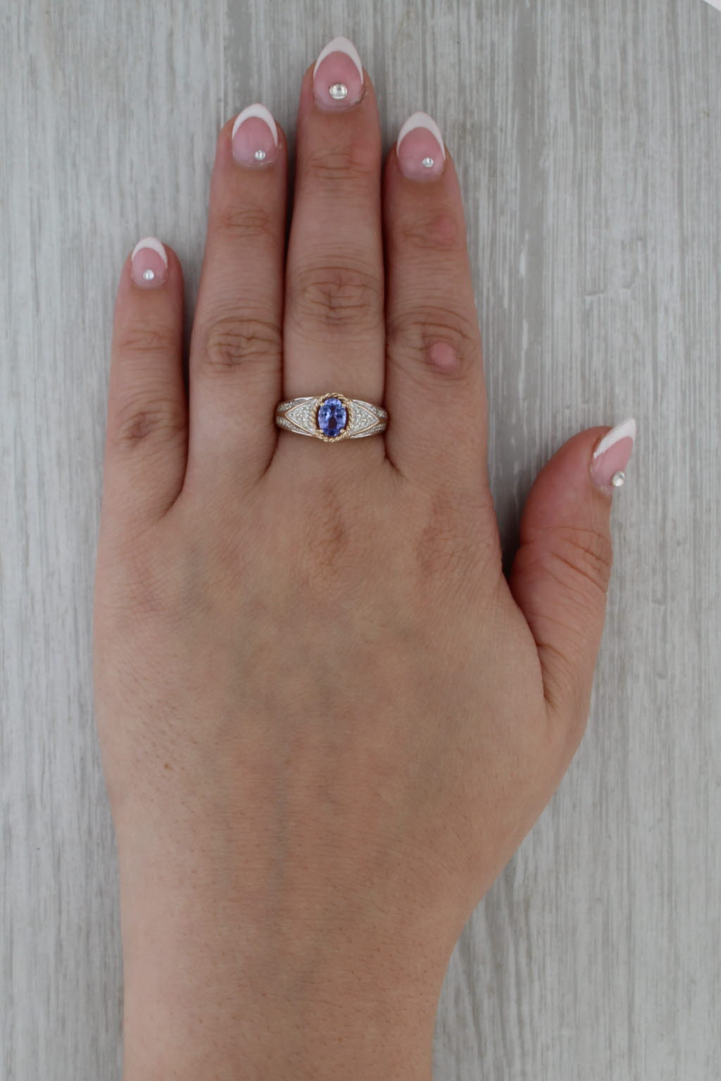 0.87ctw Oval Tanzanite Diamond Ring 10k Yellow Gold Size 8.25