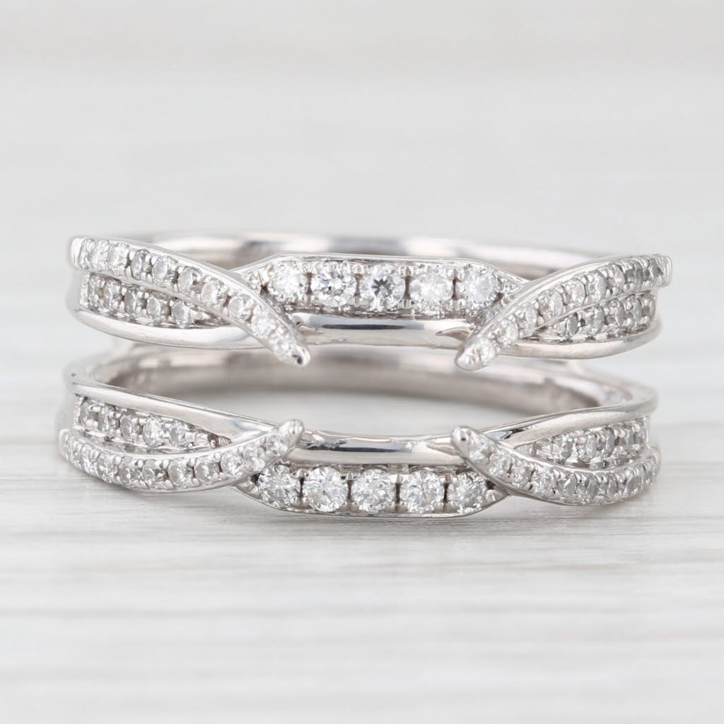 Light Gray 0.50ctw Diamond Ring Jacket Guard Wedding Band 14k White Gold Size 6.75