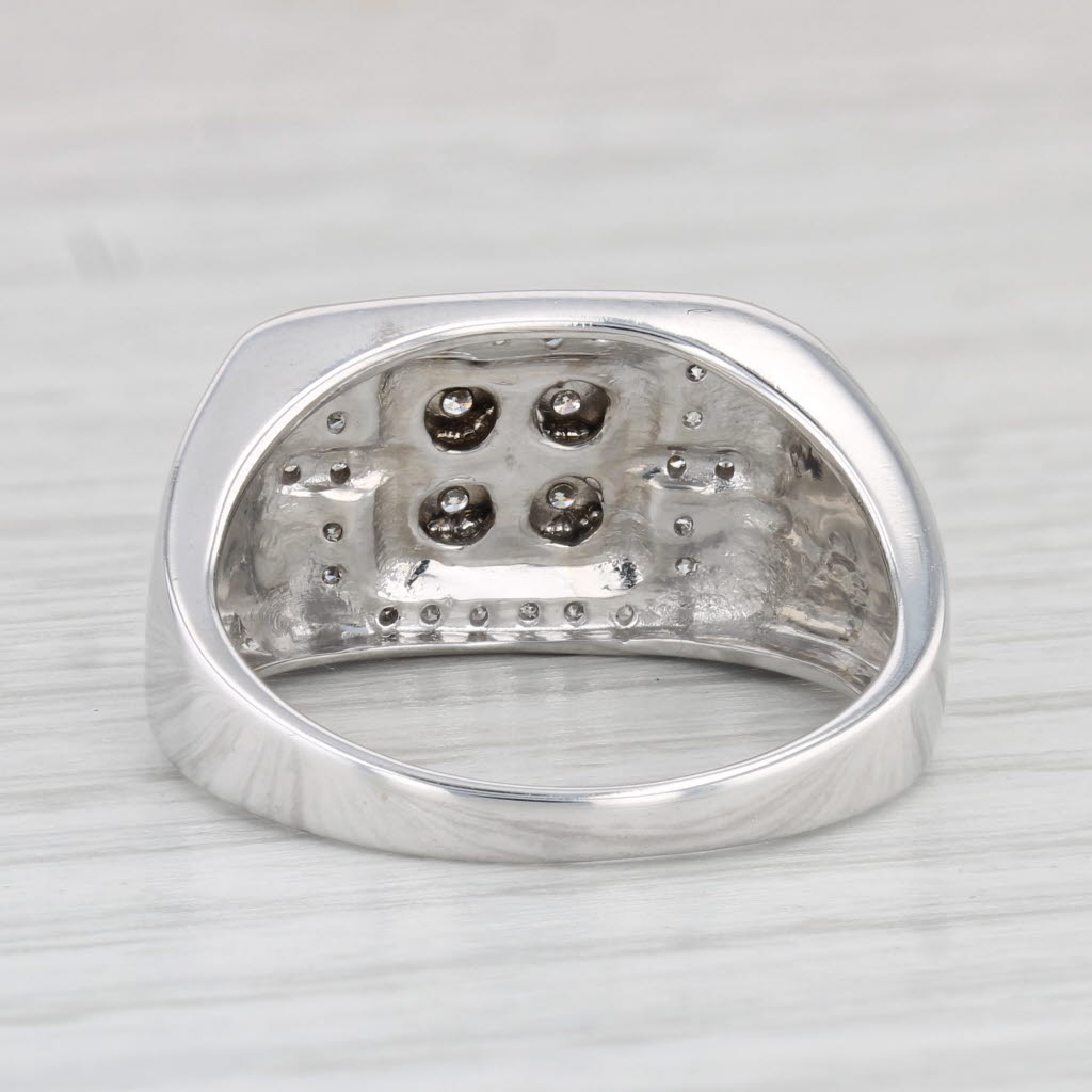 Light Gray 0.20ctw Diamond Cluster Ring 10k White Gold Size 8.5