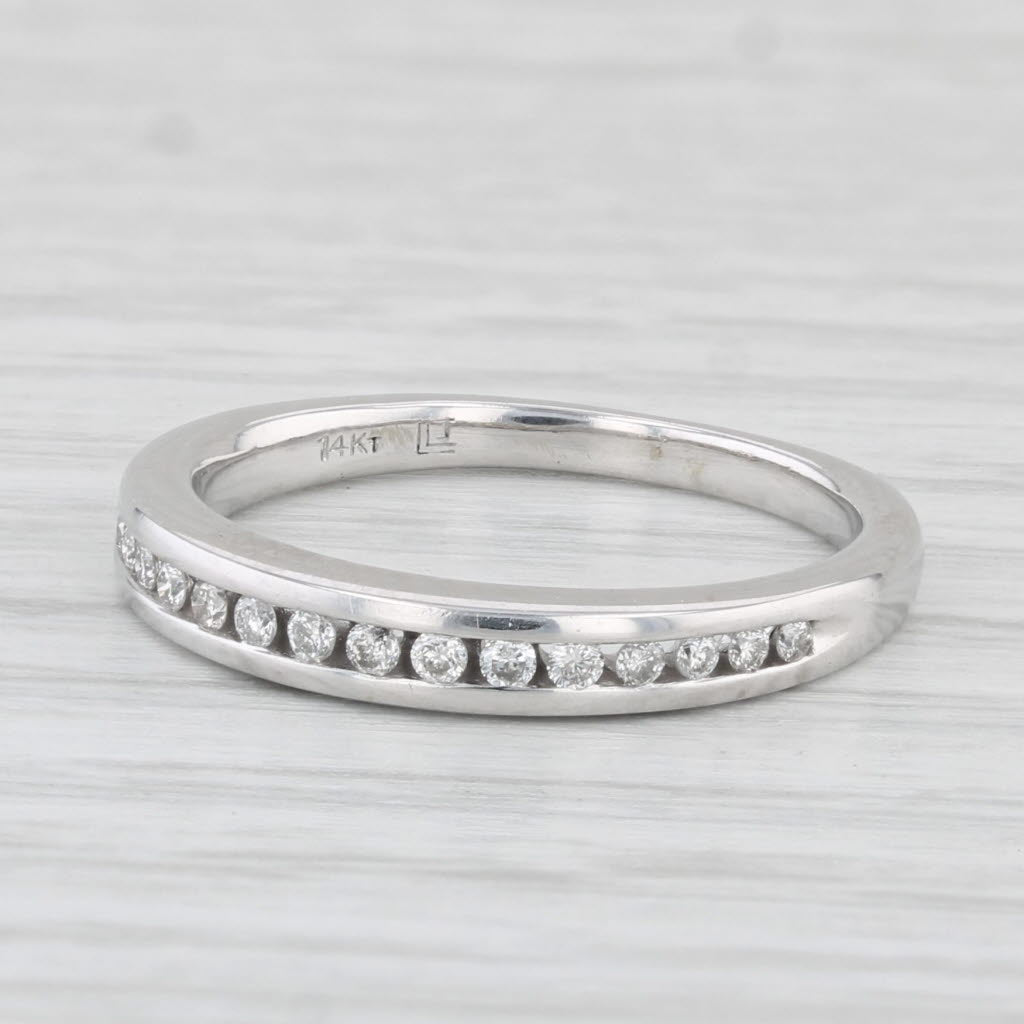 Light Gray 0.12ctw Diamond Women's Wedding Band 14k White Gold Size 5.5 Stackable Ring