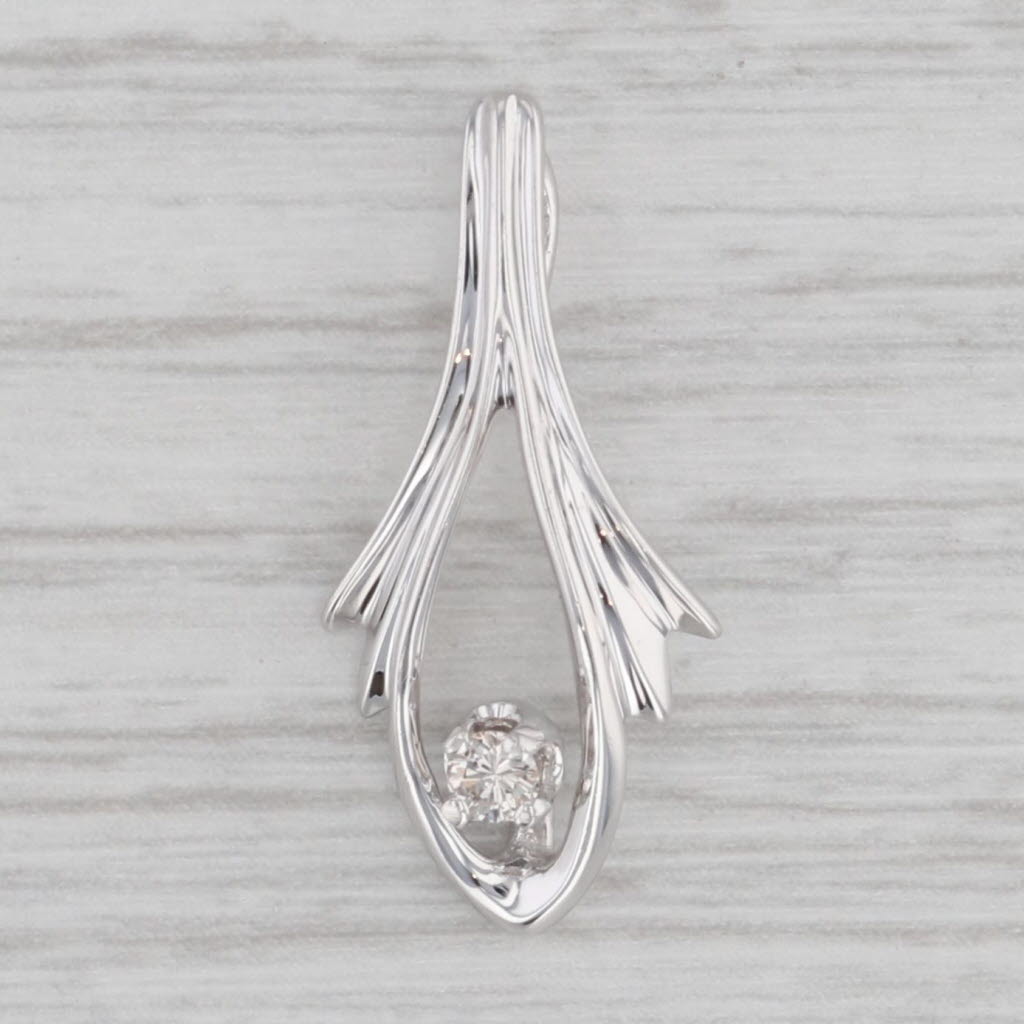 Gray Diamond Solitaire Drop Pendant 14k White Gold