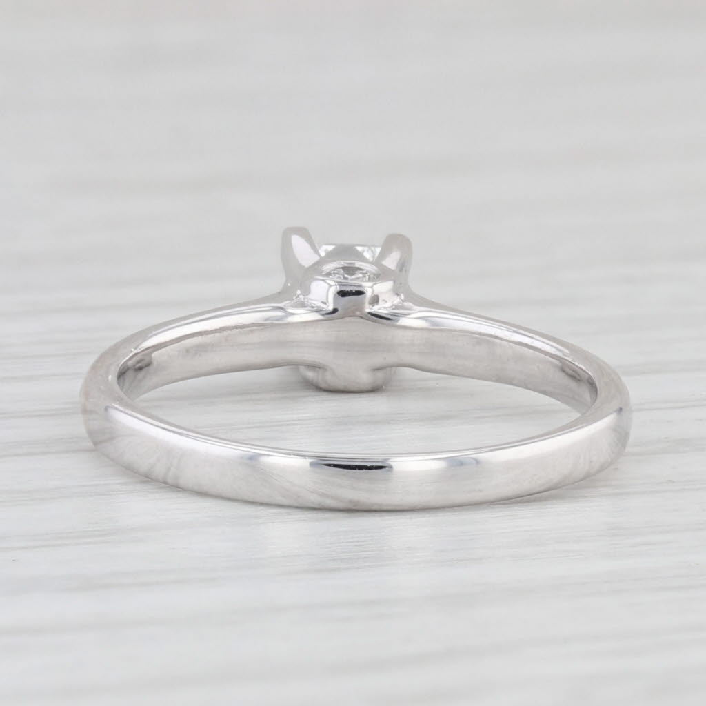 Light Gray 0.47ct Princess Diamond Solitaire Engagement Ring 18k White Gold Size 6.75