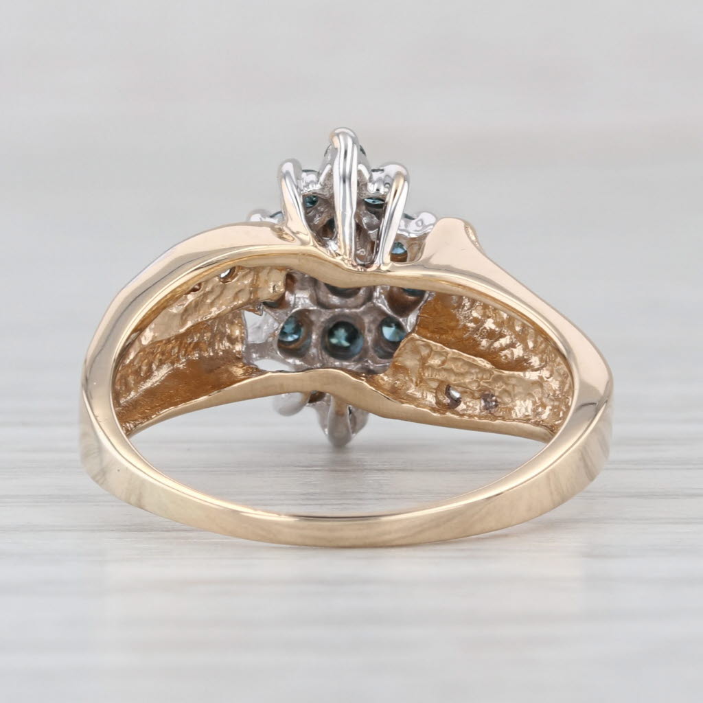 0.43ctw Blue White Diamond Cluster Ring 14k Yellow Gold Size 7