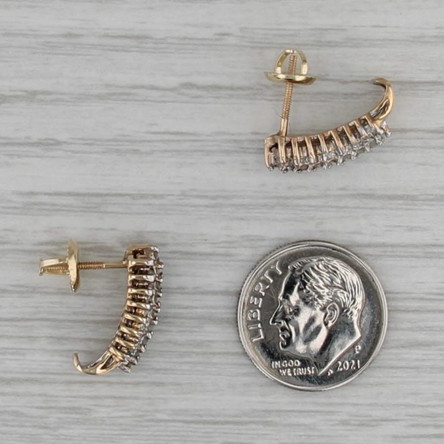 0.37ctw Diamond J-Hook Earrings 10k Yellow Gold Pierced Screw Backs