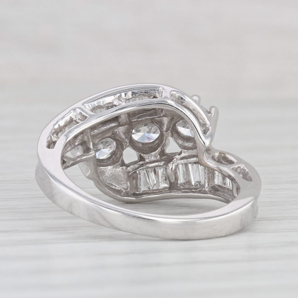 Light Gray 1.70ctw Diamond 3-Stone Bypass Ring 14k White Gold Size 6