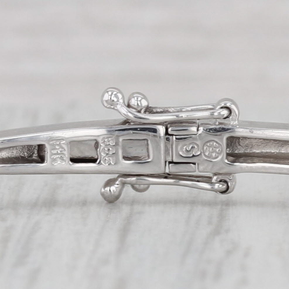 1.27ctw Blue Sapphire Diamond Bangle Bracelet 14k White Gold 7"