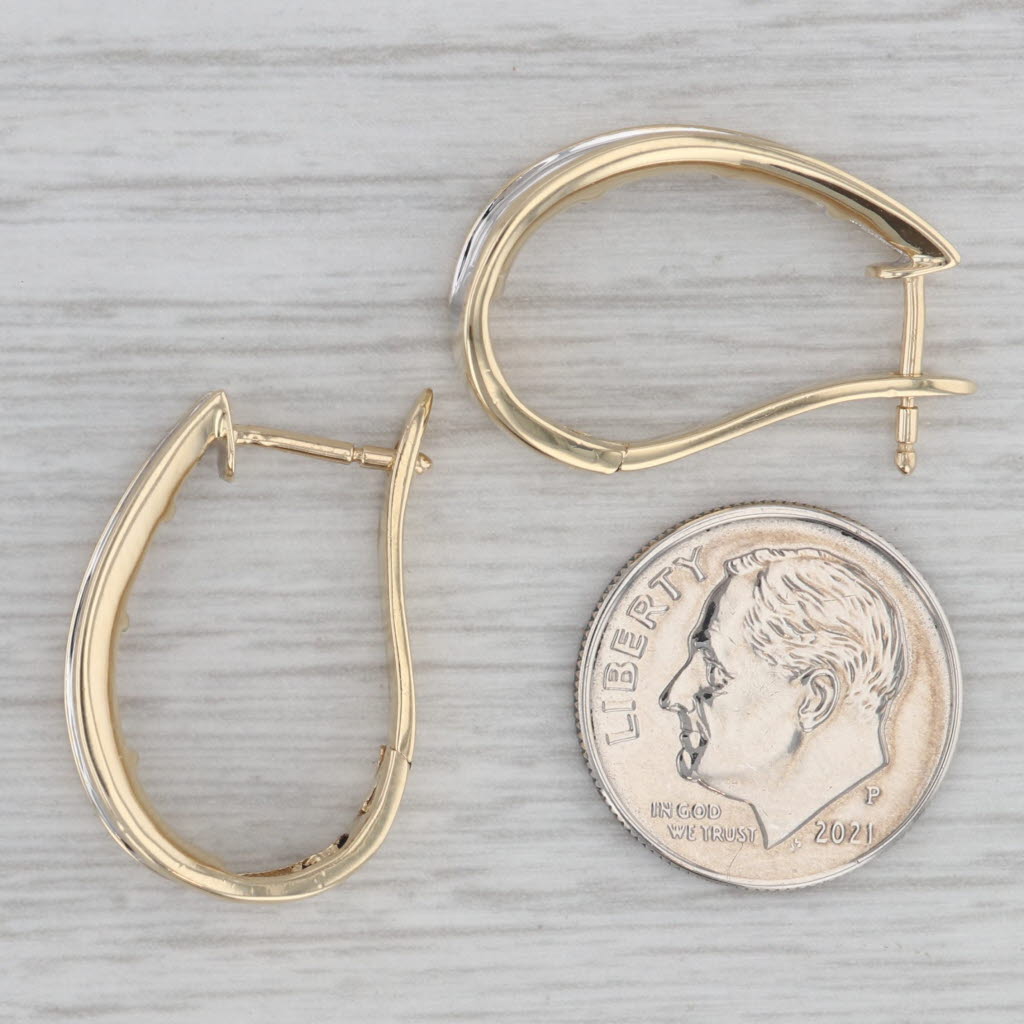 Gray 1.25ctw Diamond Journey Oval Hoop Earrings 14k Yellow Gold Snap Top Hoops