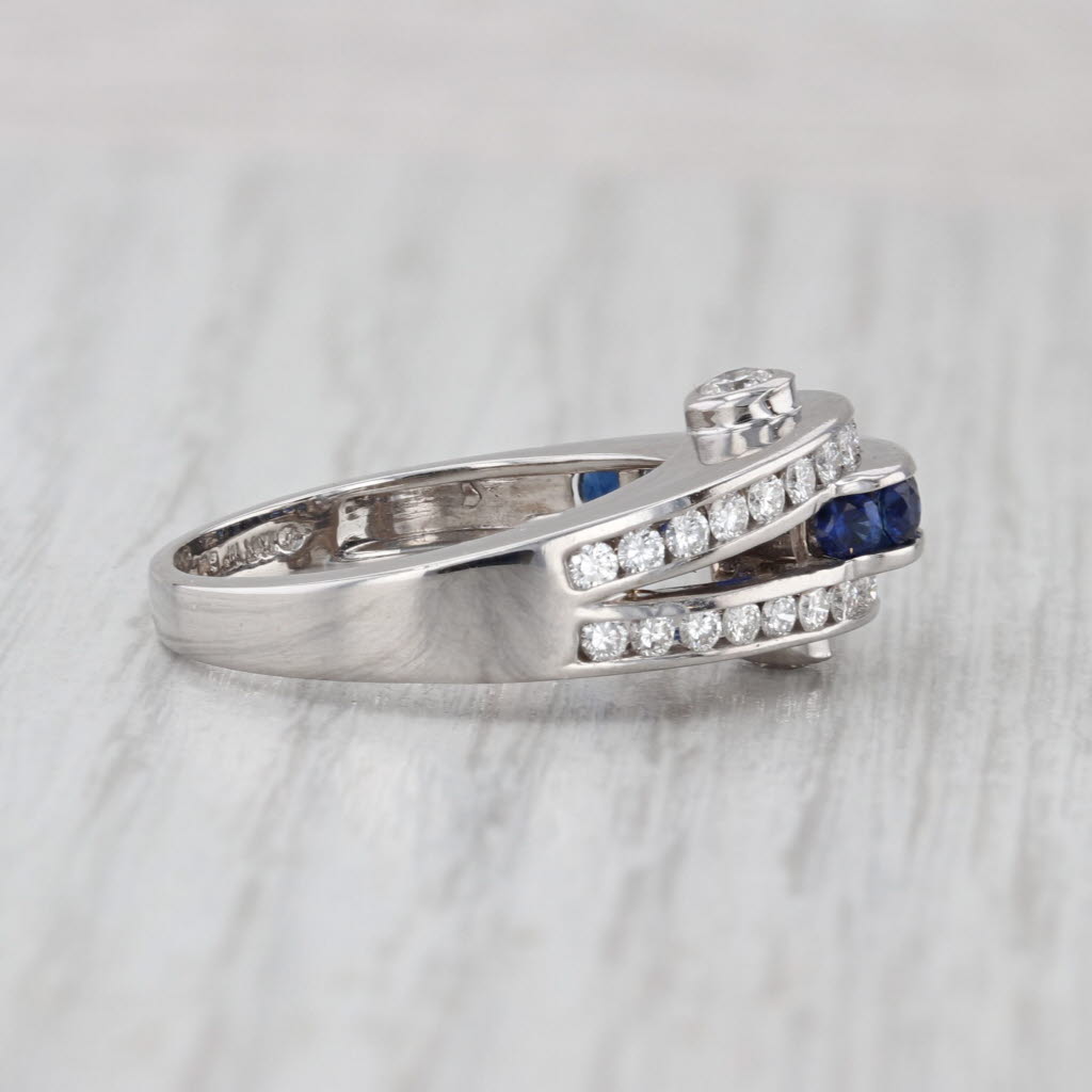 Krypell 1.35ctw Blue Sapphire Diamond Ring 18k White Gold Size 8