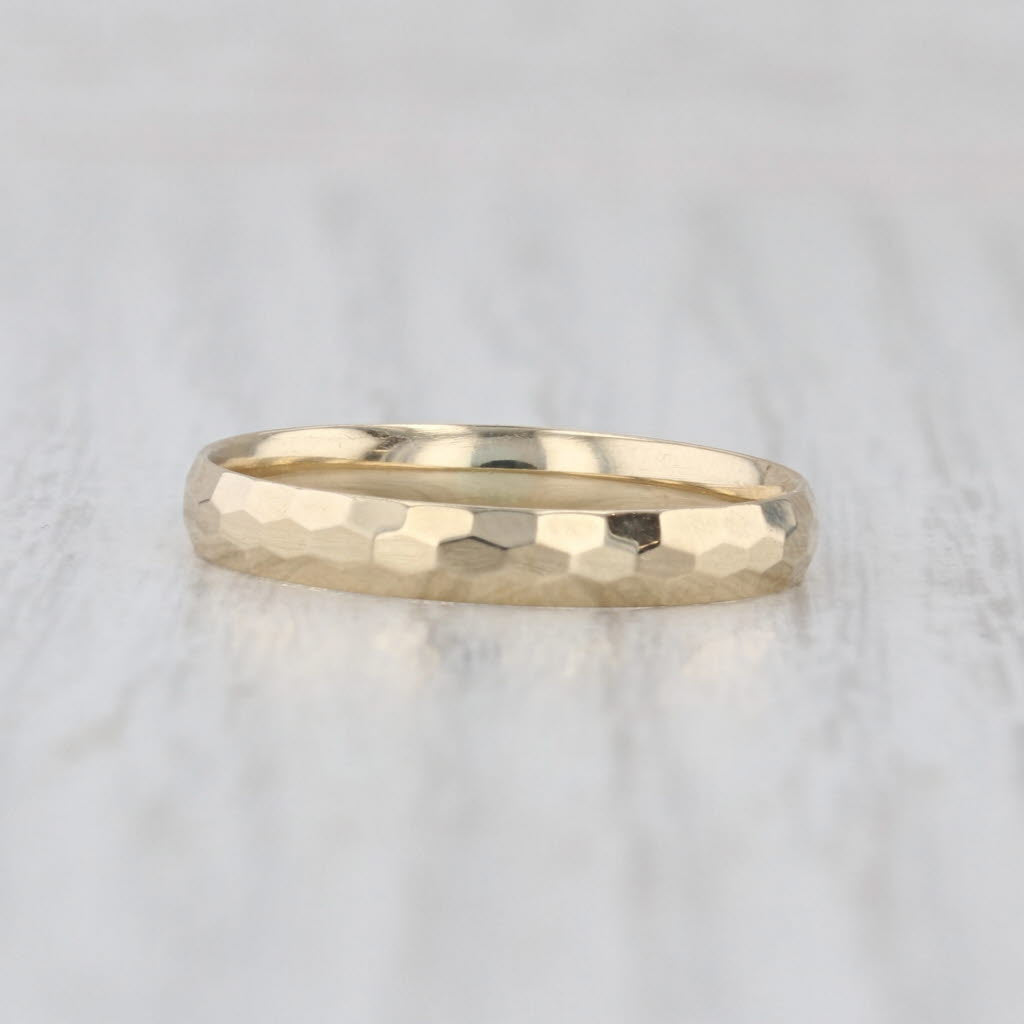 Hammered Band 14k Yellow Gold Ring Size 8 Stackable Wedding