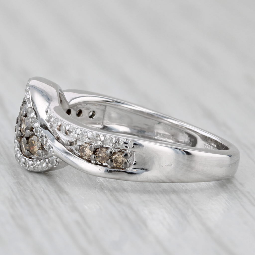 Gray 0.39ctw Champagne White Diamond Bypass Ring 10k White Gold Size 7 WDC
