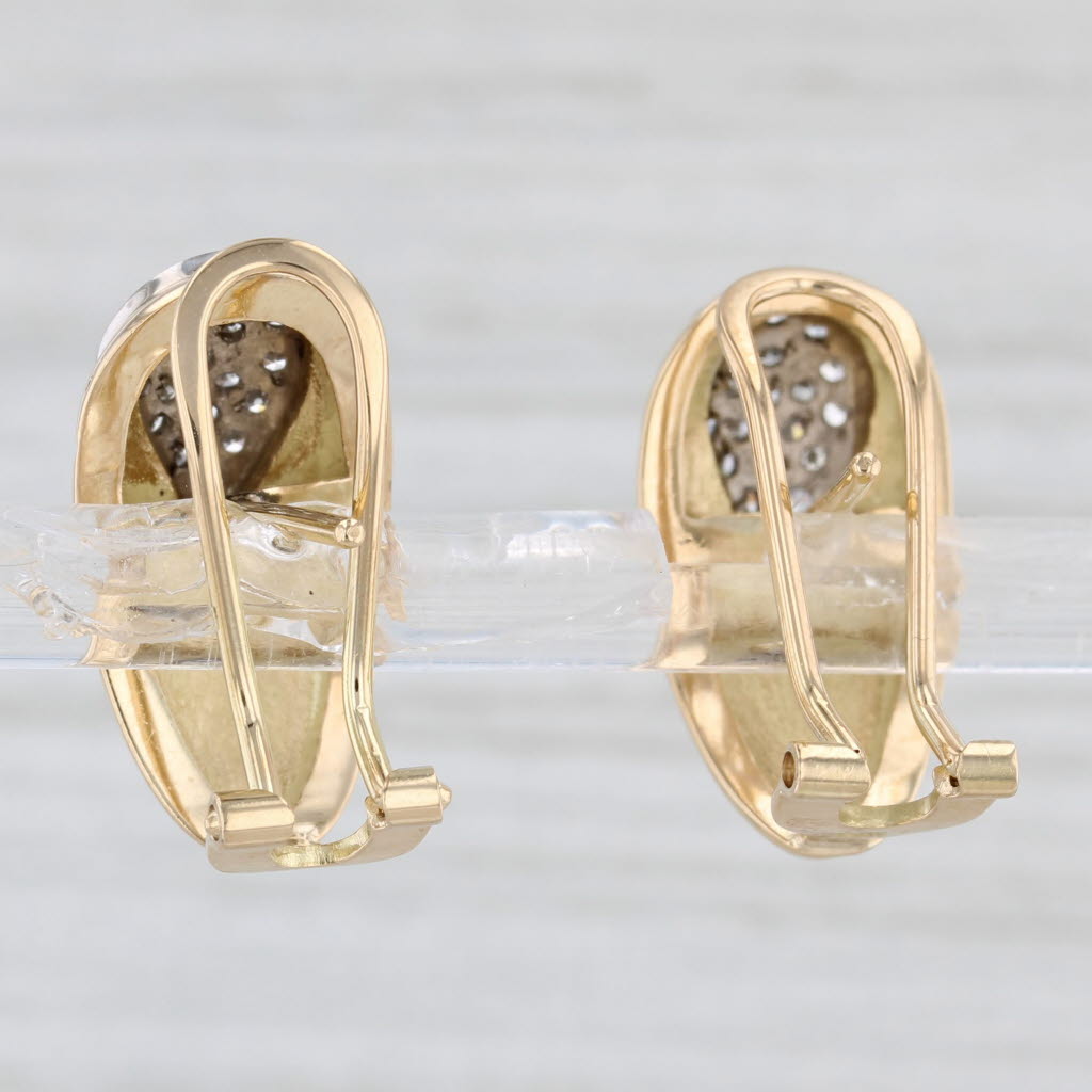 Light Gray 0.30ctw Diamond Cluster Drop Earrings 18k Yellow Gold Omega Backs