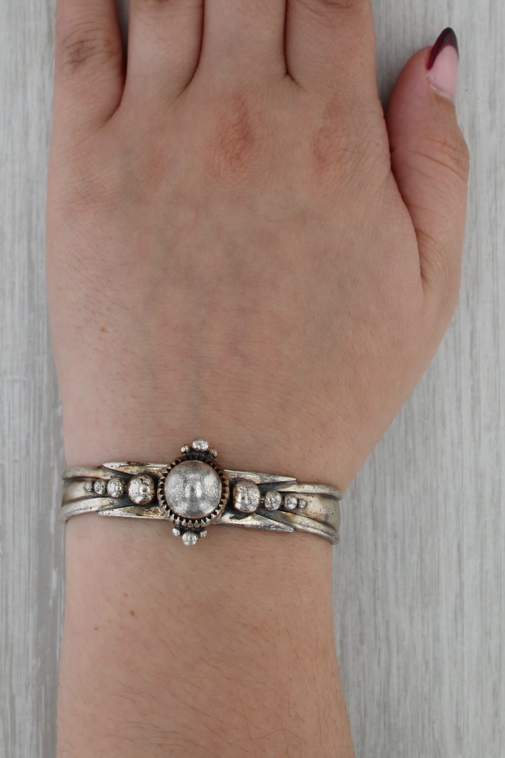 David Dear Dots Cuff Bracelet Sterling Silver 6" Statement