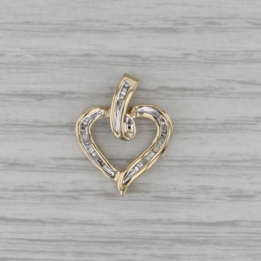 0.15ctw Diamond Open Heart Pendant 14k Yellow Gold Drop