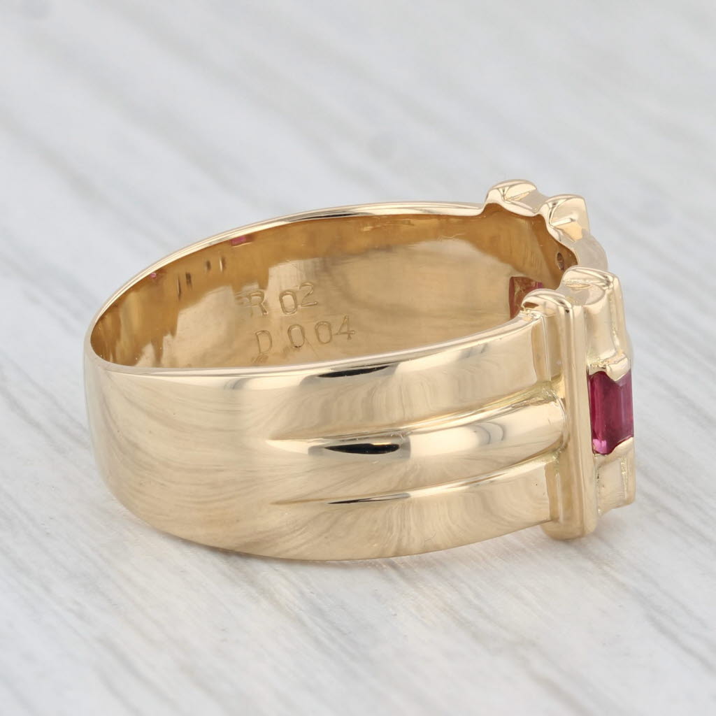 Light Gray Sonia Rykiel 0.24ctw Ruby Diamond Ring 18k Yellow Gold Size 7.25 Wide Band