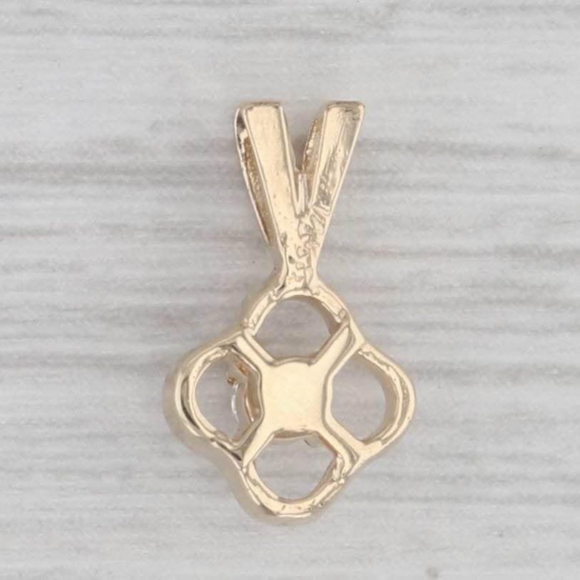 Gray Diamond Solitaire Small Flower Drop Pendant 14k Yellow Gold