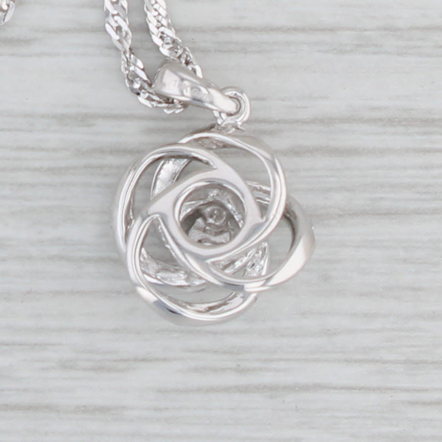 Gray Diamond Swirl Pendant Necklace 10k White Gold 19.75" Singapore Chain