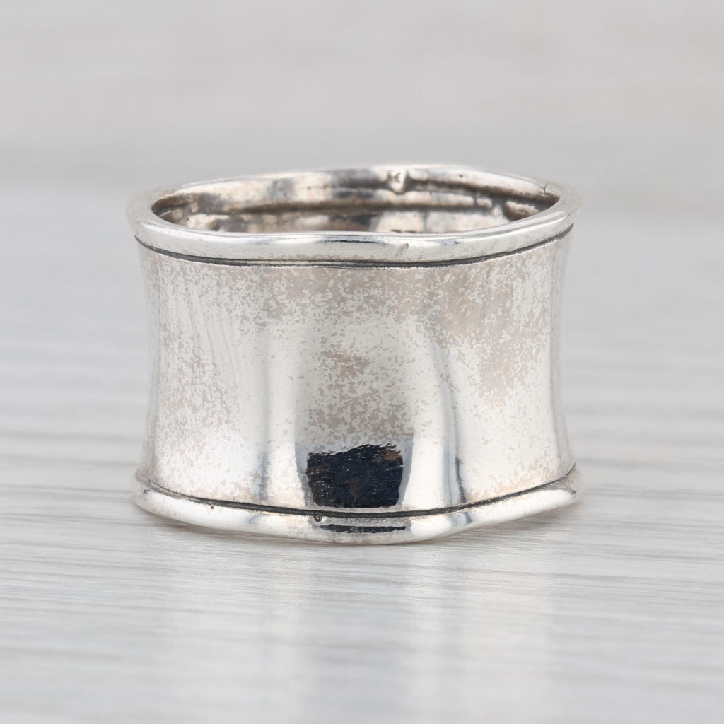 Silpada R07238 Hammered Cuff Ring Sterling Silver Wide Band Size 7 Statement
