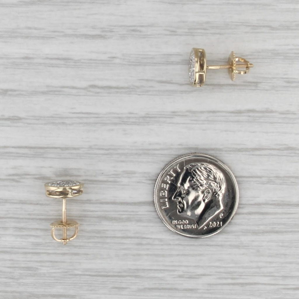 New 0.38ctw Diamond Cluster Stud Earrings 14k Yellow Gold Screw Backs Studs