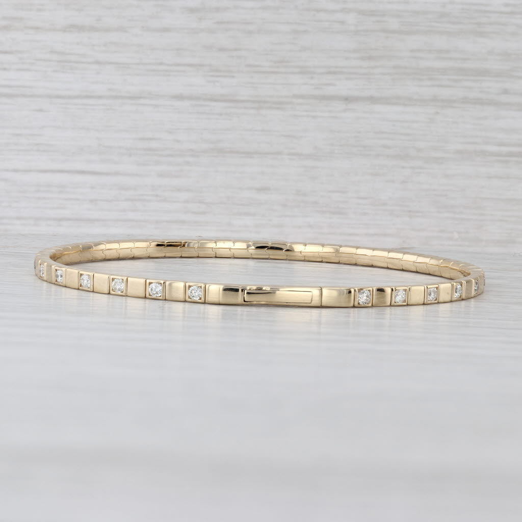 New 0.88ctw Diamond Flexible Bangle Bracelet 14k Yellow Gold 6.5" 2.6mm