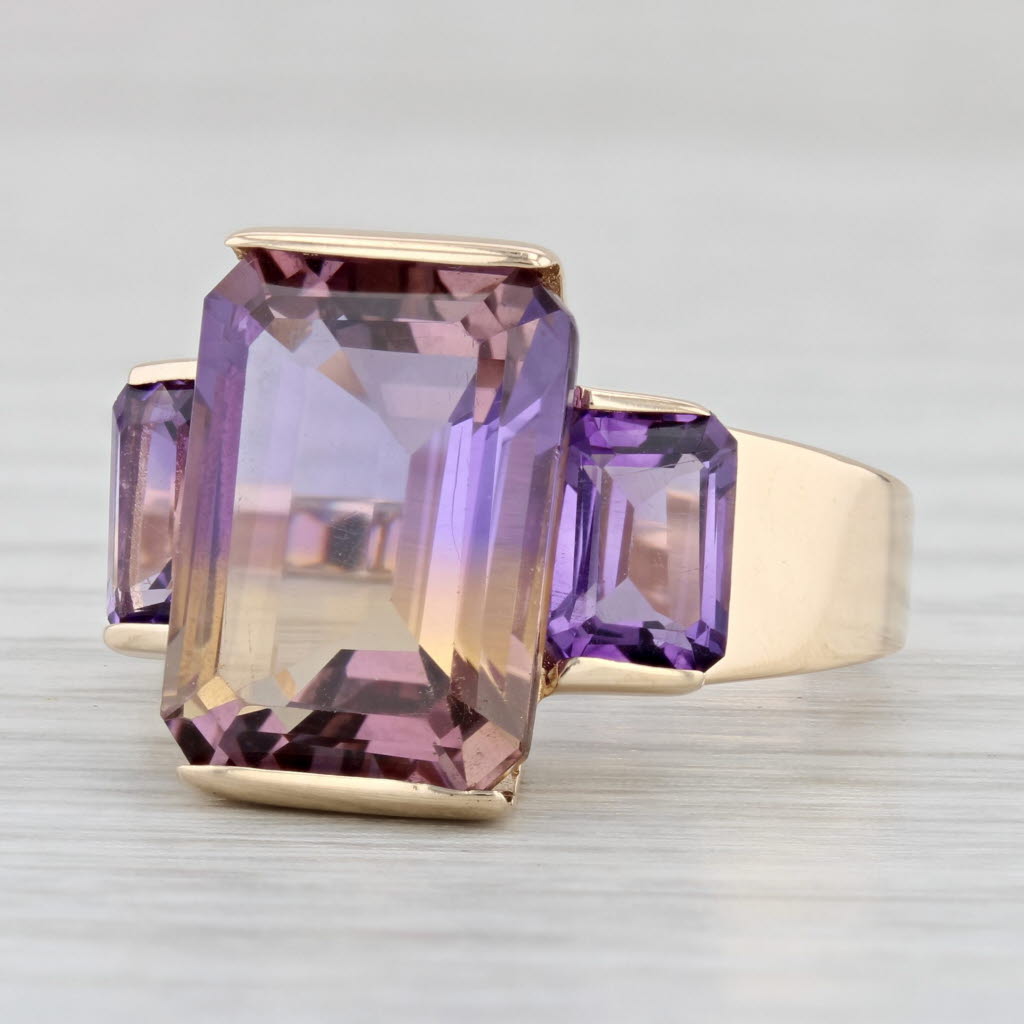 Light Gray 8.70ctw Orange Purple Ametrine Amethyst Ring 14k Yellow Gold Size 6.75
